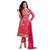 Pink cotton embroidered semi stitiched salwar with dupatta