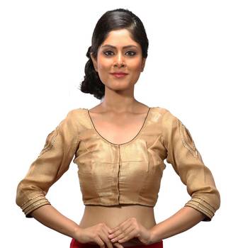 Golden  stitched readymade blouse 3