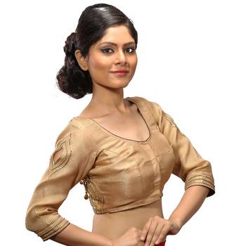 Golden  stitched readymade blouse 4
