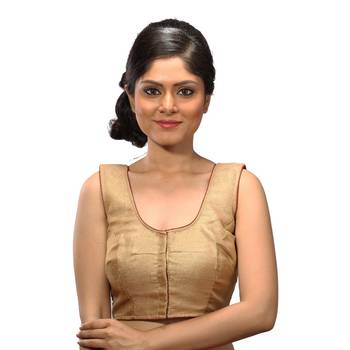 Golden shimmer silk stitched readymade blouse 3