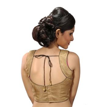 Golden dupion silk stitched readymade blouse 1