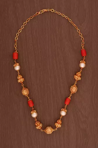 Pearl multistrand necklace SHORT one gram gold
