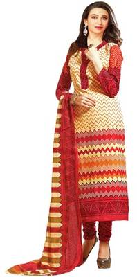 Cream Lawn Cotton Unstitched Salwar With Dupatta 1