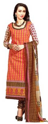Pink Lawn Cotton Unstitched Salwar With Dupatta 1