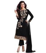 black cotton embroidered semi stitiched salwar with dupatta