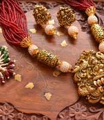 Temple Jewellery with pearl & semi-precious stone Grand gold plated Necklace Set
