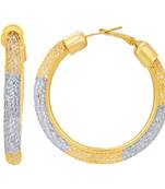 Wavy Stone Bali Gold And Rhodium Plated AD Earring For Women