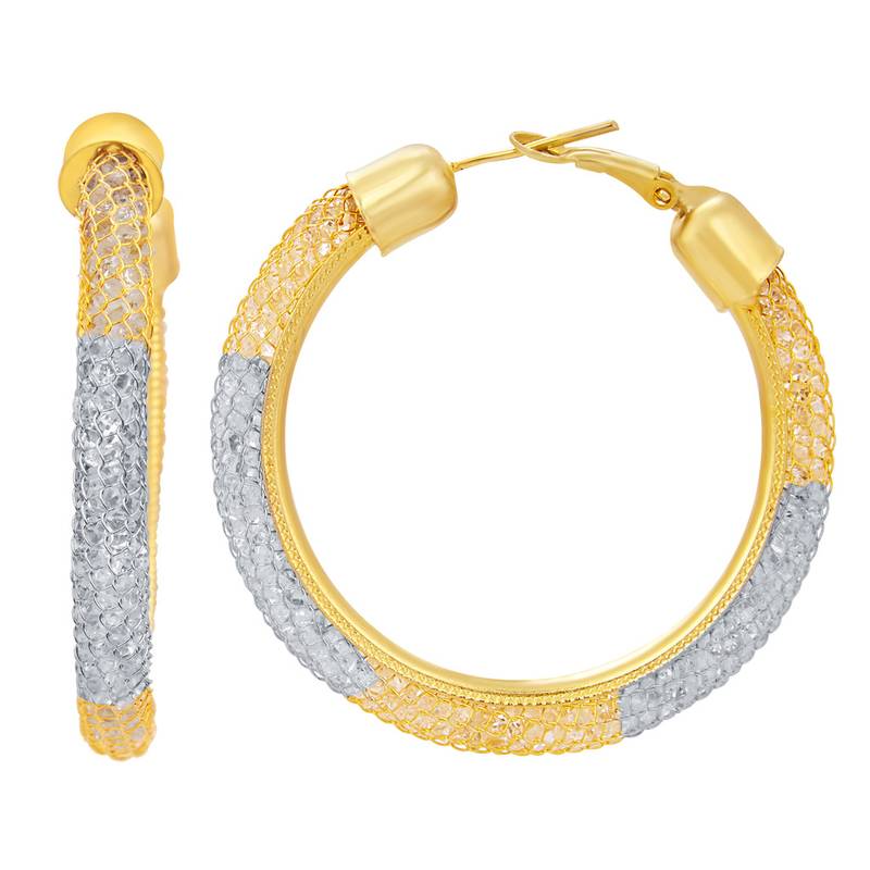 Wavy Stone Bali Gold And Rhodium Plated AD Earring For Women
