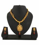 Goddess Laxmi Gold Plated Temple Jewellery Necklace Earrings Set For Women