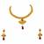Gold Plated Ruby Necklace Earrings Set For Women