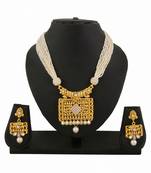 Antique Designer Square Pendant Necklace Earrings Set For Women