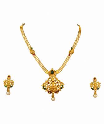 Temple Jewellery Goddess Laxmi Necklace Earrings Set For Women 2