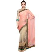 Pink Printed Lycra Saree With Blouse