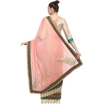 Pink Printed Lycra Saree With Blouse 2