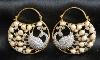 Gorgeous Cz Semi Precious Pearl Bali Earrings 1