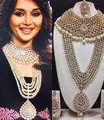 Madhuri Dixit famous jewelry set in white with Pearls