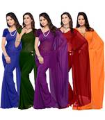 multicolor plain georgette saree with blouse
