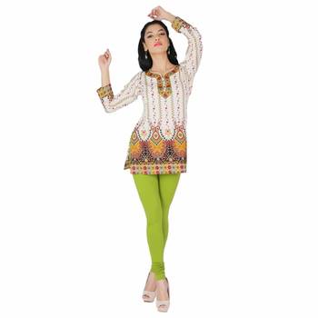 Off white american crepe printed stitched kurti 1