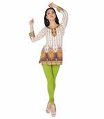 Off white american crepe printed stitched kurti