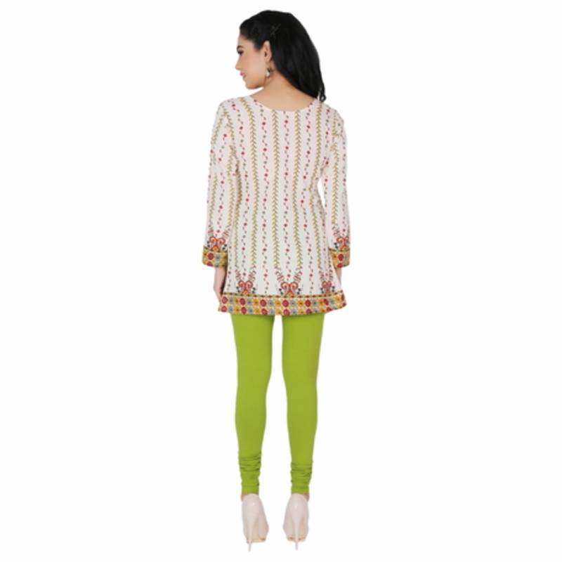 Off white american crepe printed stitched kurti