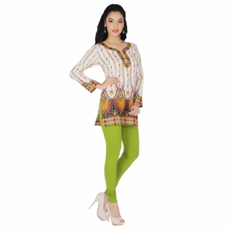 Off white american crepe printed stitched kurti