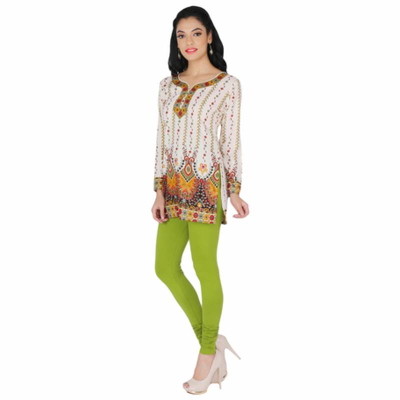 Off white american crepe printed stitched kurti
