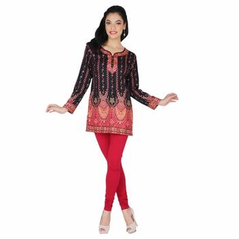 Black american crepe printed stitched kurti 1