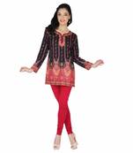 Black american crepe printed stitched kurti