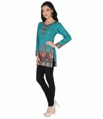 Blue american crepe printed stitched kurti