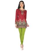 Red american crepe printed stitched kurti
