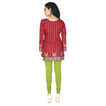 Red american crepe printed stitched kurti 2