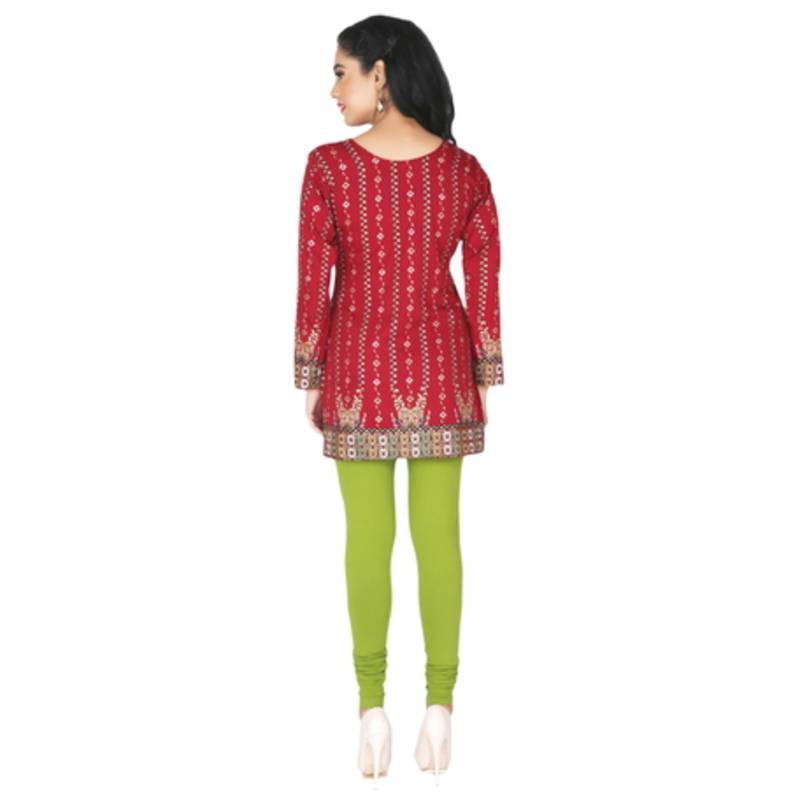 Red american crepe printed stitched kurti