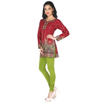 Red american crepe printed stitched kurti 5