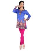 Purple american crepe printed stitched kurti