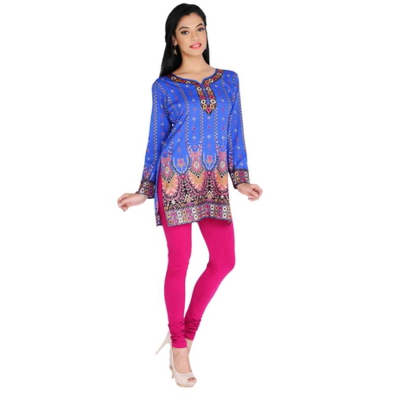 Purple american crepe printed stitched kurti