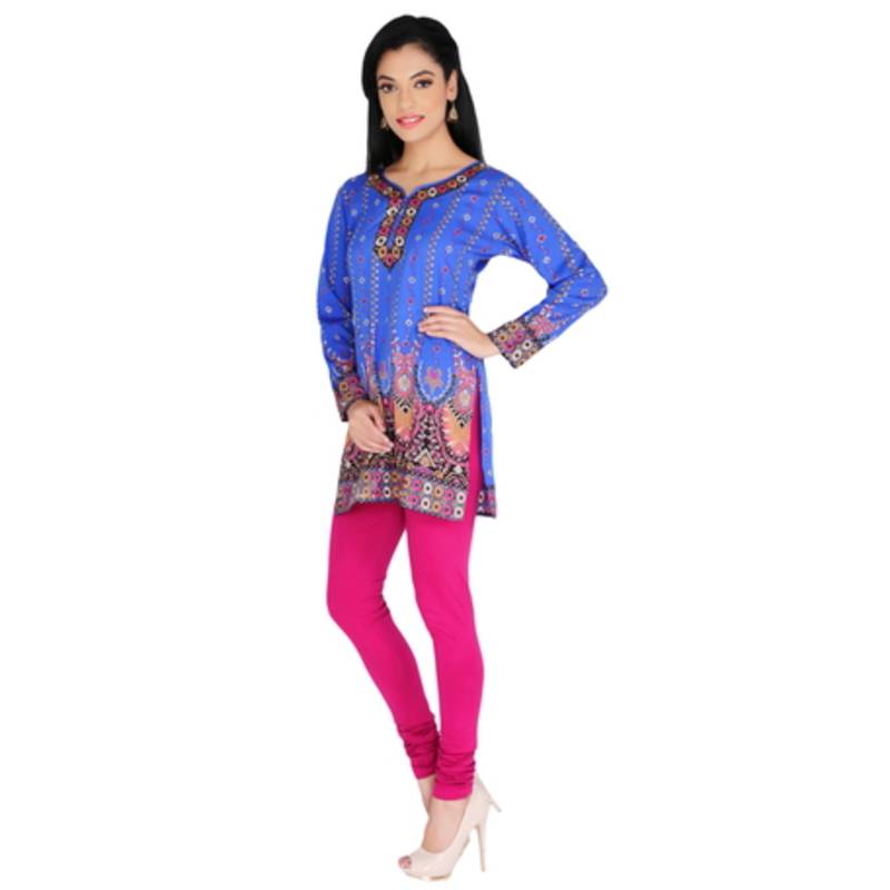 Purple american crepe printed stitched kurti