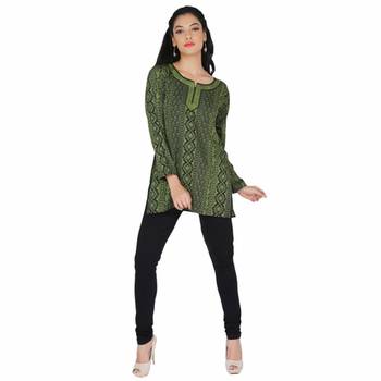 Black and green american crepe printed stitched kurti 1