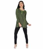 Black and green american crepe printed stitched kurti