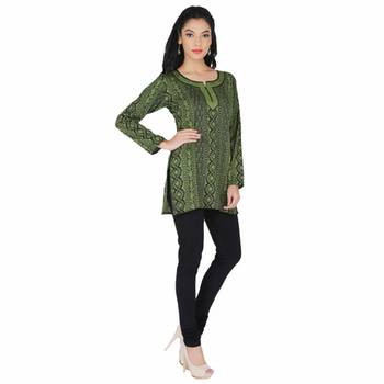 Black and green american crepe printed stitched kurti 3