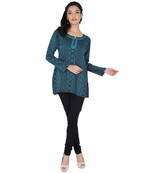 Black and blue american crepe printed stitched kurti
