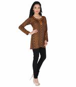 Black and yellow american crepe printed stitched kurti