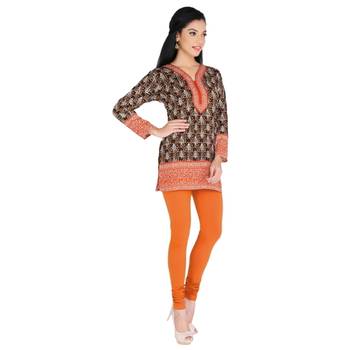Orange american crepe printed stitched kurti 1