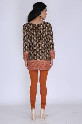 Orange american crepe printed stitched kurti 2