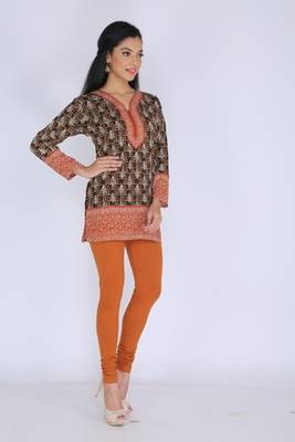 Orange american crepe printed stitched kurti 5
