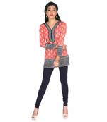 Orange american crepe printed stitched kurti