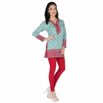 Green american crepe printed stitched kurti 1