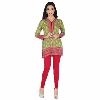Green american crepe printed stitched kurti 1