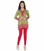 Green american crepe printed stitched kurti