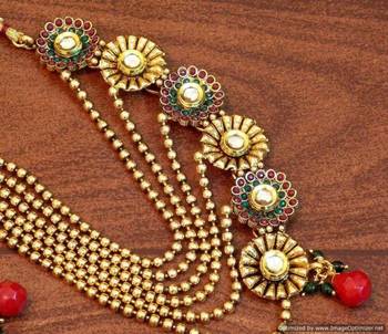 Stylish ethnic half and half pearl polki necklace set 1