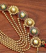 Stylish ethnic half and half pearl polki necklace set